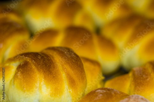 Homemade croissants with sweet filling photo