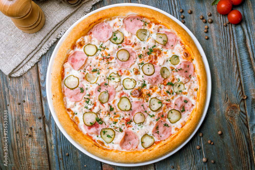 pizza with ham and cucumbers pizza with ham and cucumbers