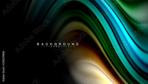 Fluid colors abstract background, twisted liquid design on black, colorful marble or plastic wave texture backdrop, multicolored template for business or technology presentation or web brochure cover