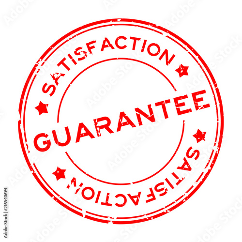 Grunge red guarantee satisfcation round rubber seal stamp on white background