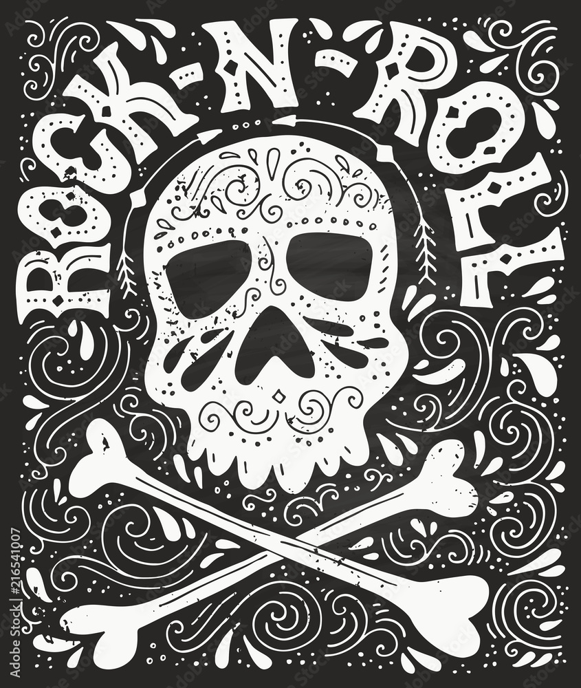Rock-n-roll hannddrawn poster Rock-n-roll hannddrawn poster