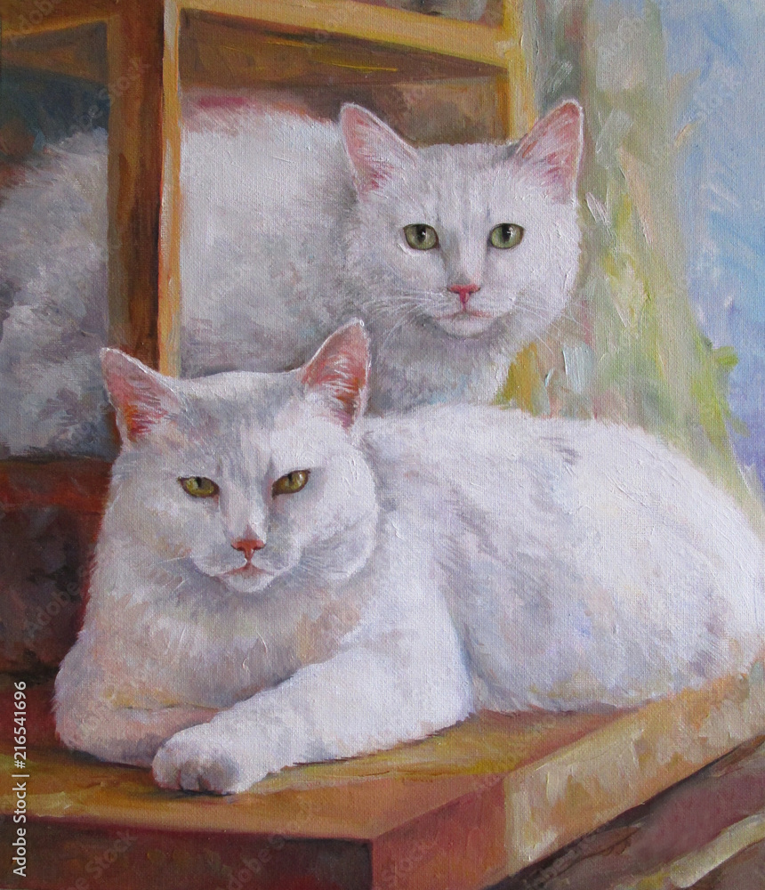 Obraz Kotka-mama i kot-córka