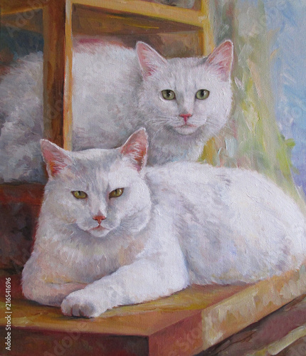 Obraz na płótnie Kotka-mama i kot-córka