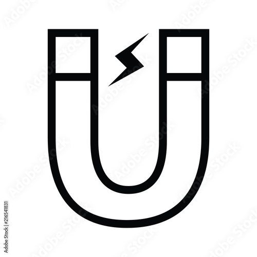 Horseshoe magnet with magnetic charge flat vector icon for apps and websites