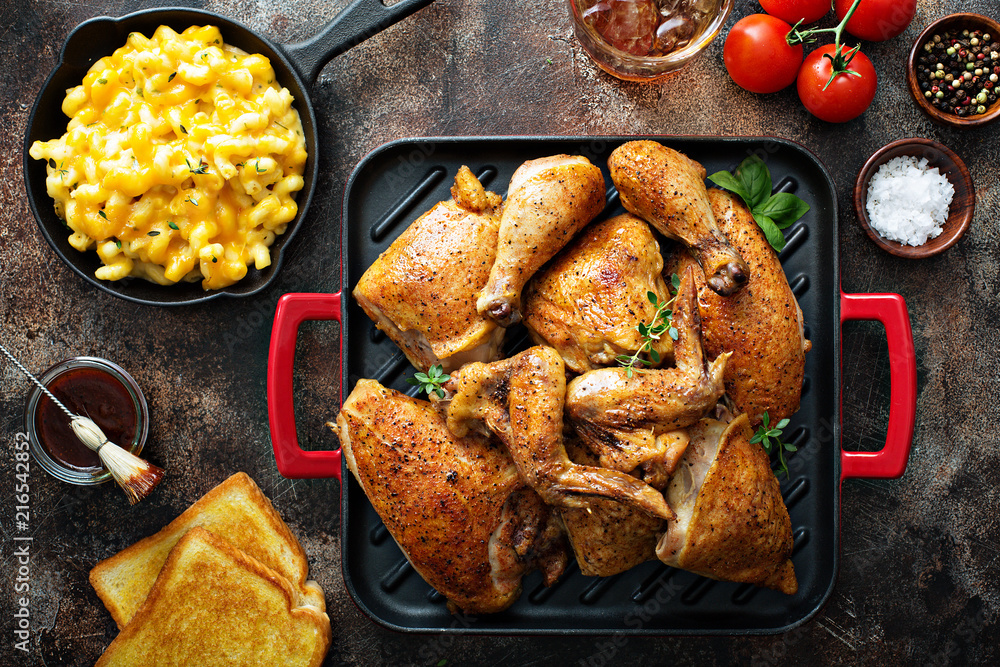 Summer dinner with grilled chicken Stock Photo | Adobe Stock