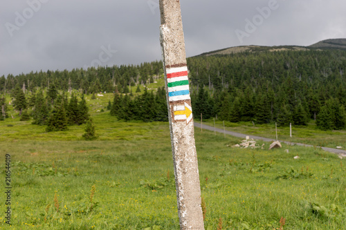 Marking the various hiking trails in the mountains