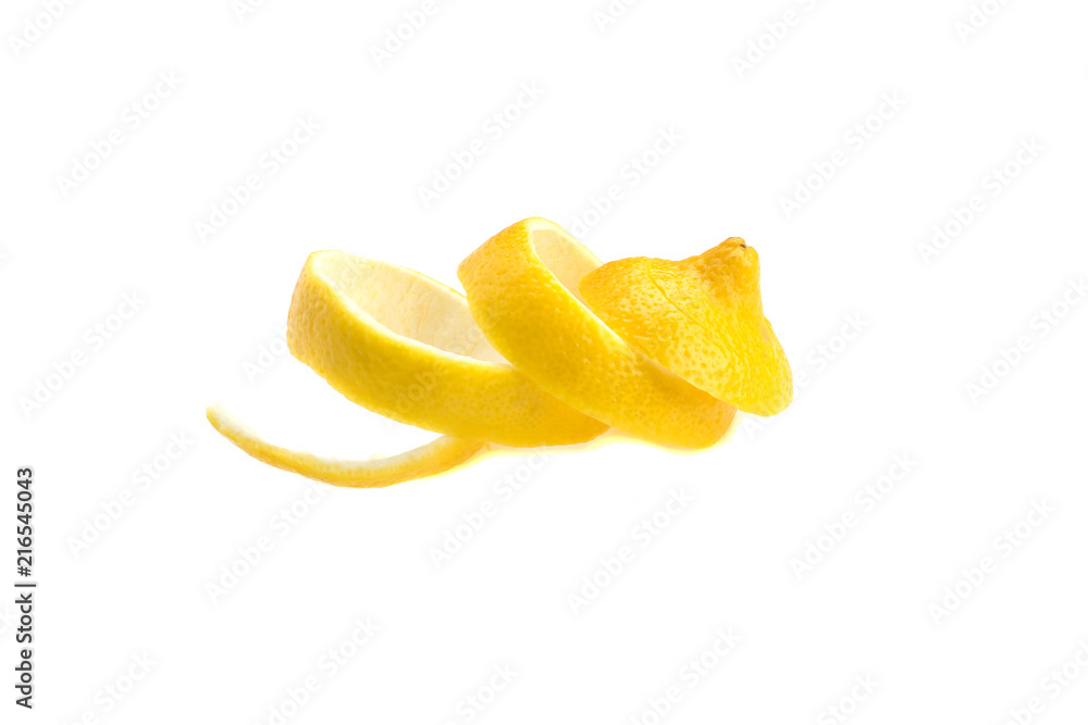 peel of lemon peel isolated on white background peel of lemon peel isolated on white background