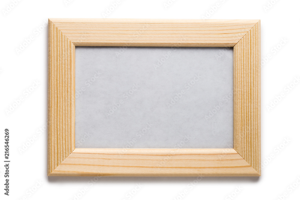 Fototapeta premium Empty wooden horizontal frame, isolated on white background