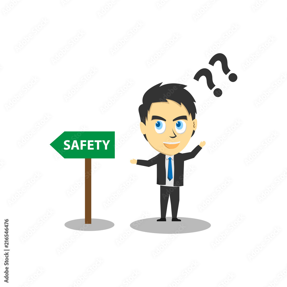 businessman with safety way illustration