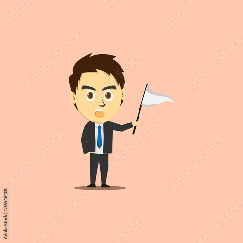 businessman with white flag illustration