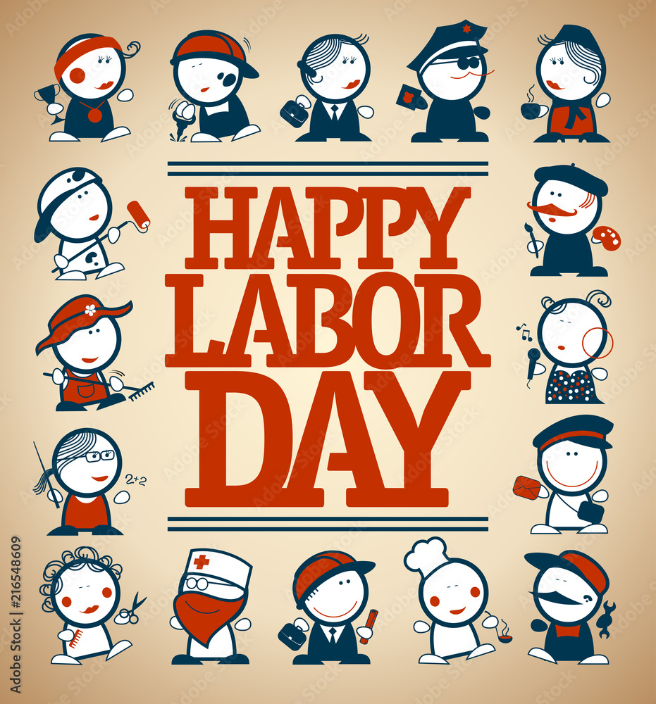Obraz premium Happy labor day card design, vector illustration