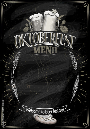 Oktoberfest chalkboard menu, copy space for text