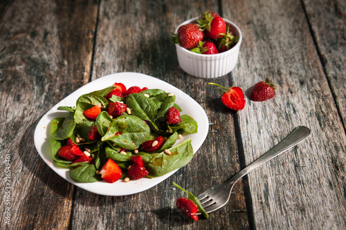 Healthy spinach and strawberry salad