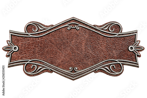 Vintage cast metal plate isolated on white background