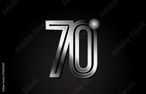 silver metal number 70 logo icon design