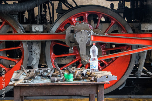 detail of steam locomotive 