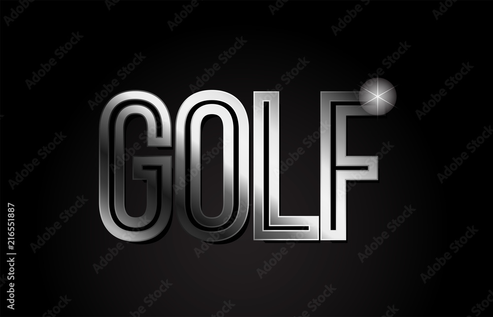 golf silver metal word text typography design logo icon golf silver metal word text typography design logo icon