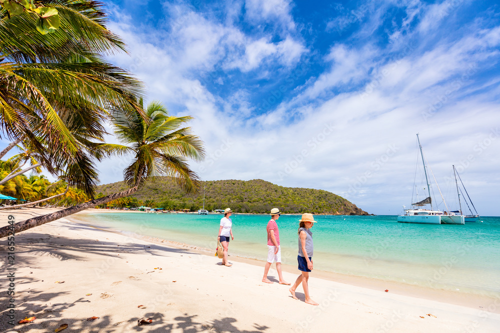 Mother and kids at beach