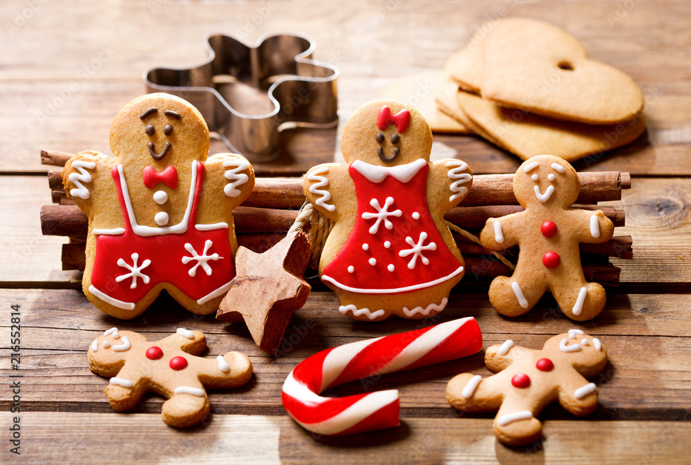 Christmas baking. Homemade gingerbread cookies.