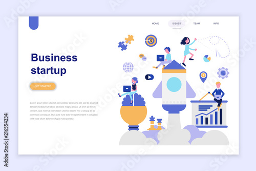 Landing page template of business startup modern flat design concept. Learning and people concept. Conceptual flat vector illustration for web page, website and mobile website.