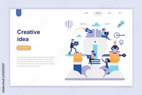Landing page template of creative idea modern flat design concept. Learning and people concept. Conceptual flat vector illustration for web page, website and mobile website.