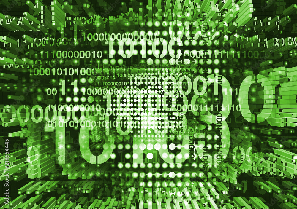 Dynamic background with binary codes.
Damaged computer binary codes, on green background. Concept for programming error and computer security.