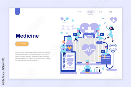 Landing page template of medicine and healthcare modern flat design concept. Learning and people concept. Conceptual flat vector illustration for web page, website and mobile website.