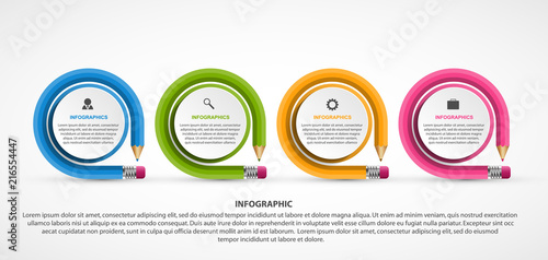 Education Infographics template with pencil. Can be used for education or business presentations, information banner.