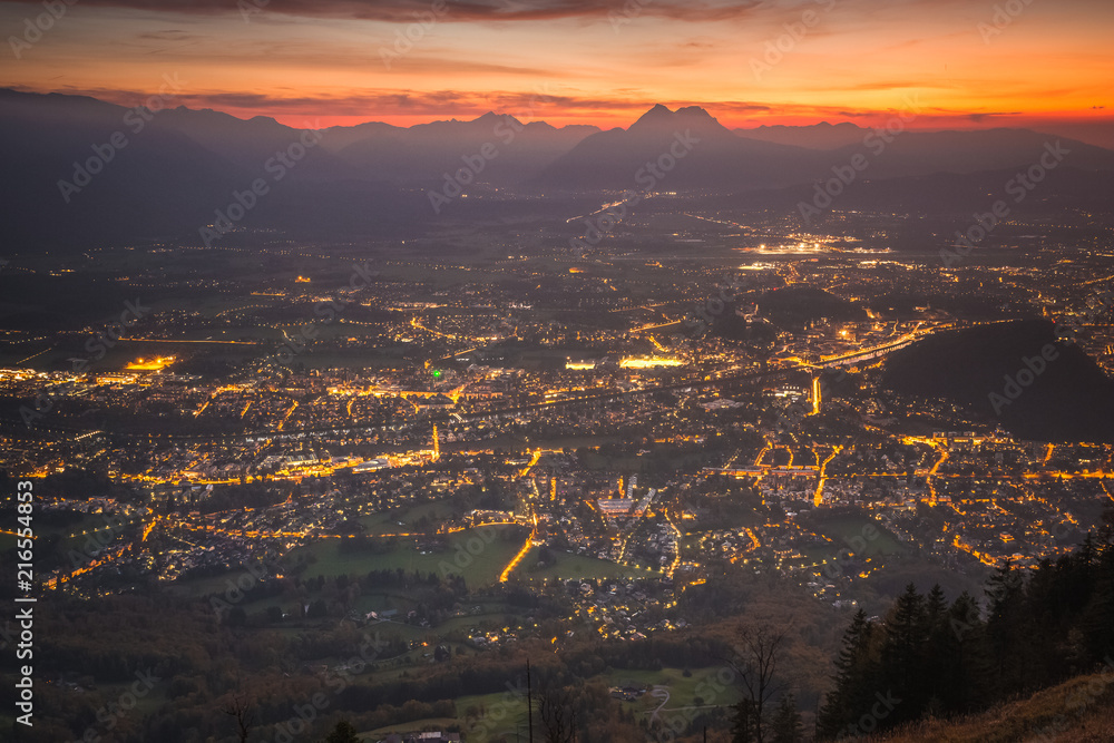 Stunning sunrise above Salzburg
