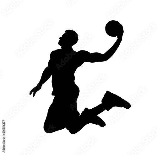 Basketball player in a jump with the ball in his hands. Outdoor sports. Vector illustration