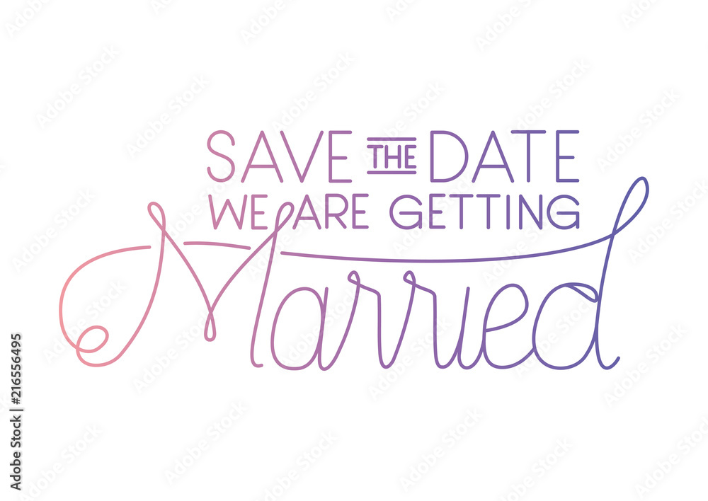 married celebration card with hand made font vector illustration design
