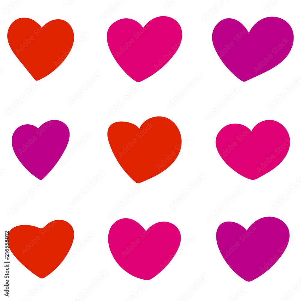 Hearts set isolated on white background. Vector illustration.