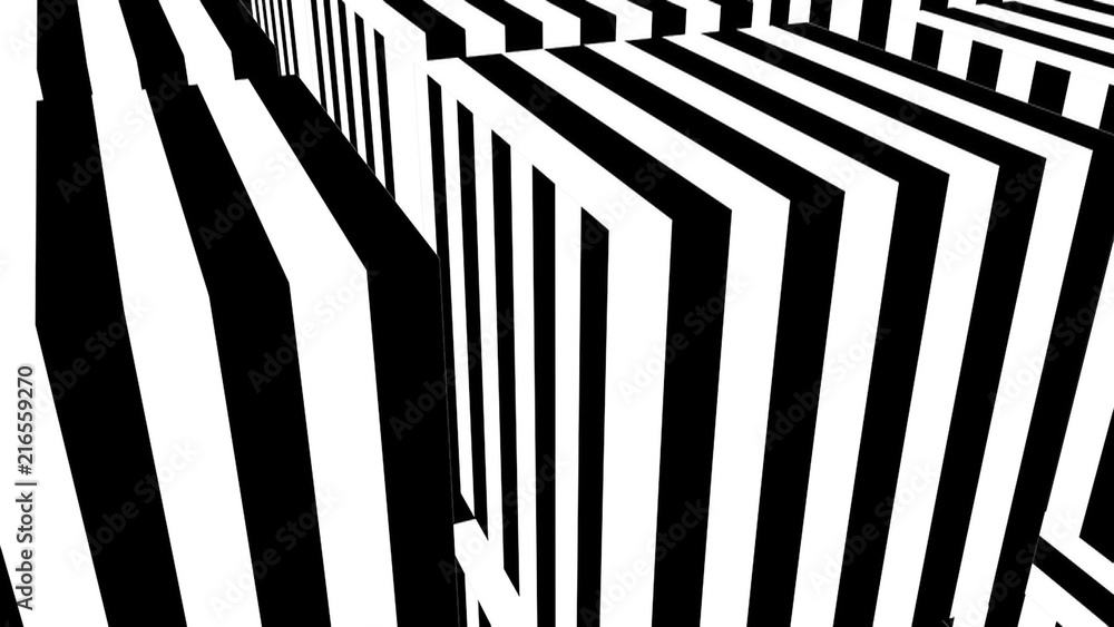 Fototapeta Czarno-białe paski. Komputer wytwarzający abstrakcjonistyczny tło, 3D renderingu tło