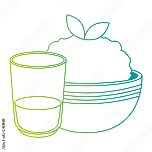 kitchen bowl with mashed potatoes and water glass