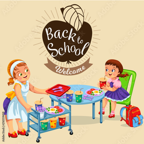 Dinner in school canteen poster