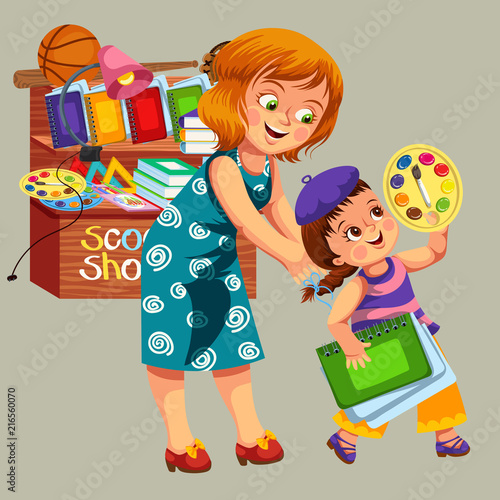 Mother and daughter making purchases