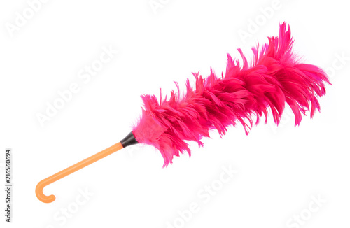 Fotografía Pink duster feather broom isolated on white background.