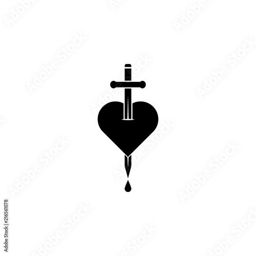 the sword pierced the heart icon. Element of tattoo icon for mobile concept and web apps. Glyph style the sword pierced the heart icon can be used for web and mobile