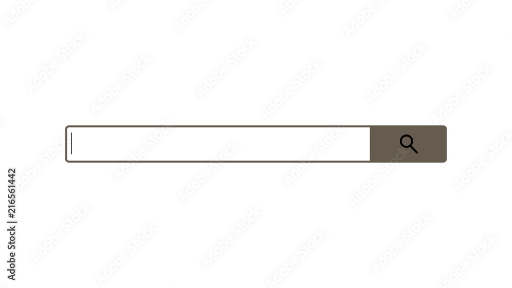 Search bar element design, search box on white background, 3d rendering backdrop