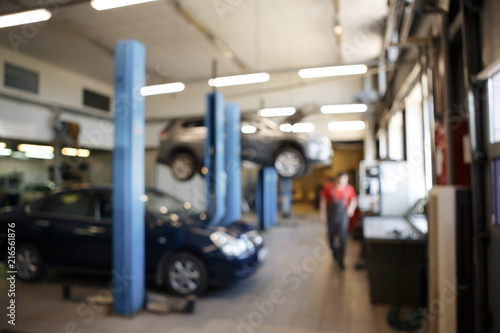 auto repair service station blurred background