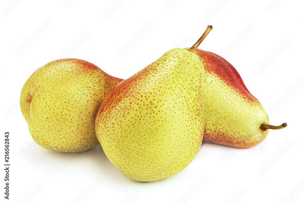 three rip pear fruits isolated on white background three rip pear fruits isolated on white background