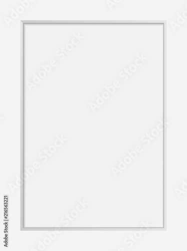 Vector realistic white photo frame  mock up. 3d vertical empty wall picture frame or passepartout mockup illustration for your design. Poster template for your photo or diploma