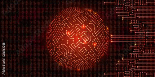 Electronic circuit with  binary code and sphere
