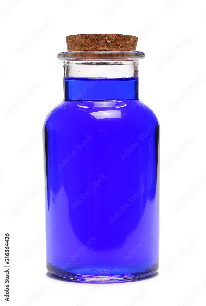 Old blue glass bottles isolated on white Old blue glass bottles isolated on white