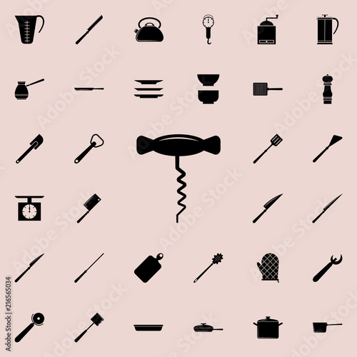 corkscrew icon. Detailed set of kitchen tools icons. Premium quality graphic design sign. One of the collection icons for websites, web design, mobile app