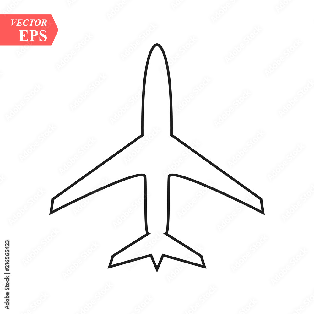 plane line icon on white background eps10