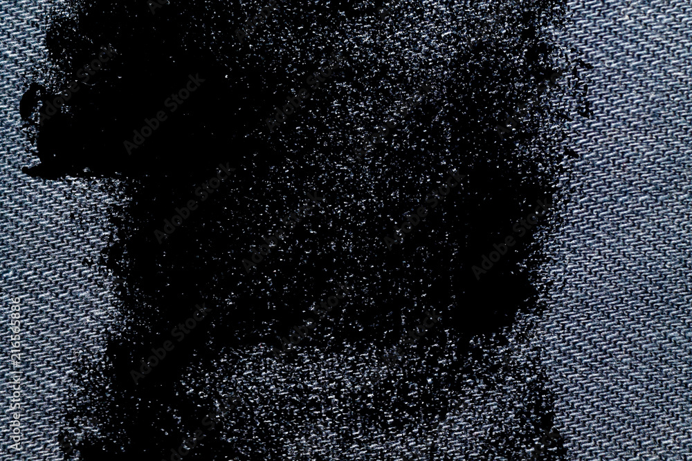 Grunge dirty Blue denim macro texture with seam for jeans background