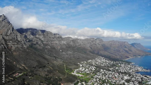 Aerial shot of Cape Town City in South Africa