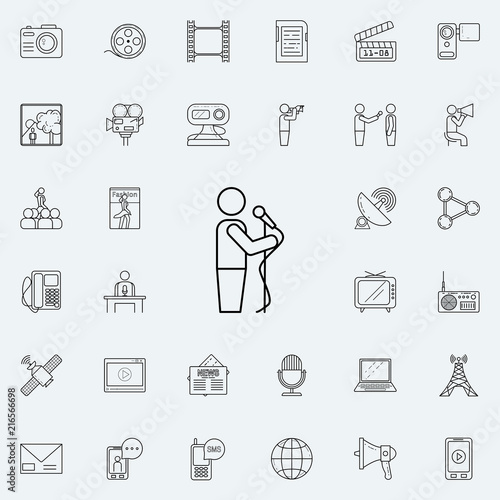presenter with microphone icon. Detailed set of Media icons. Premium quality graphic design sign. One of the collection icons for websites, web design, mobile app