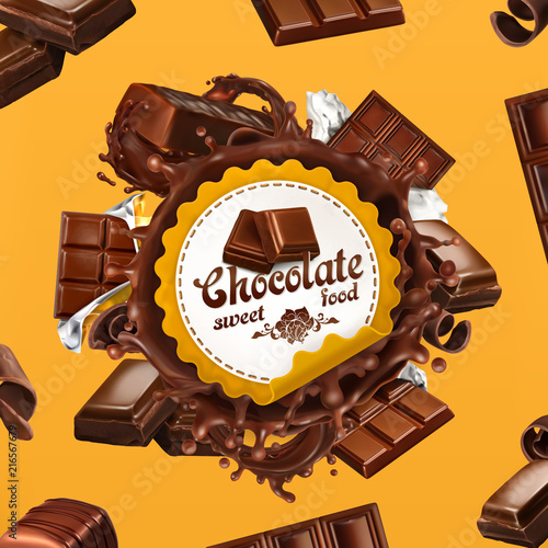 Chocolate, 3d vector label